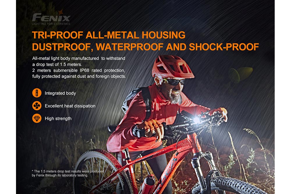 Éclairage de vélo à LED Fenix BC26R – 1600 lumens, indice de protection IP68