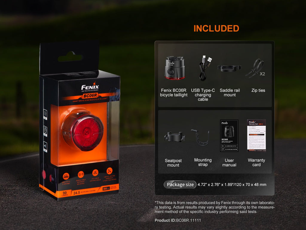 Feu arrière intelligent avec freinage Fenix BC06R – visibilité à 270°, IP66