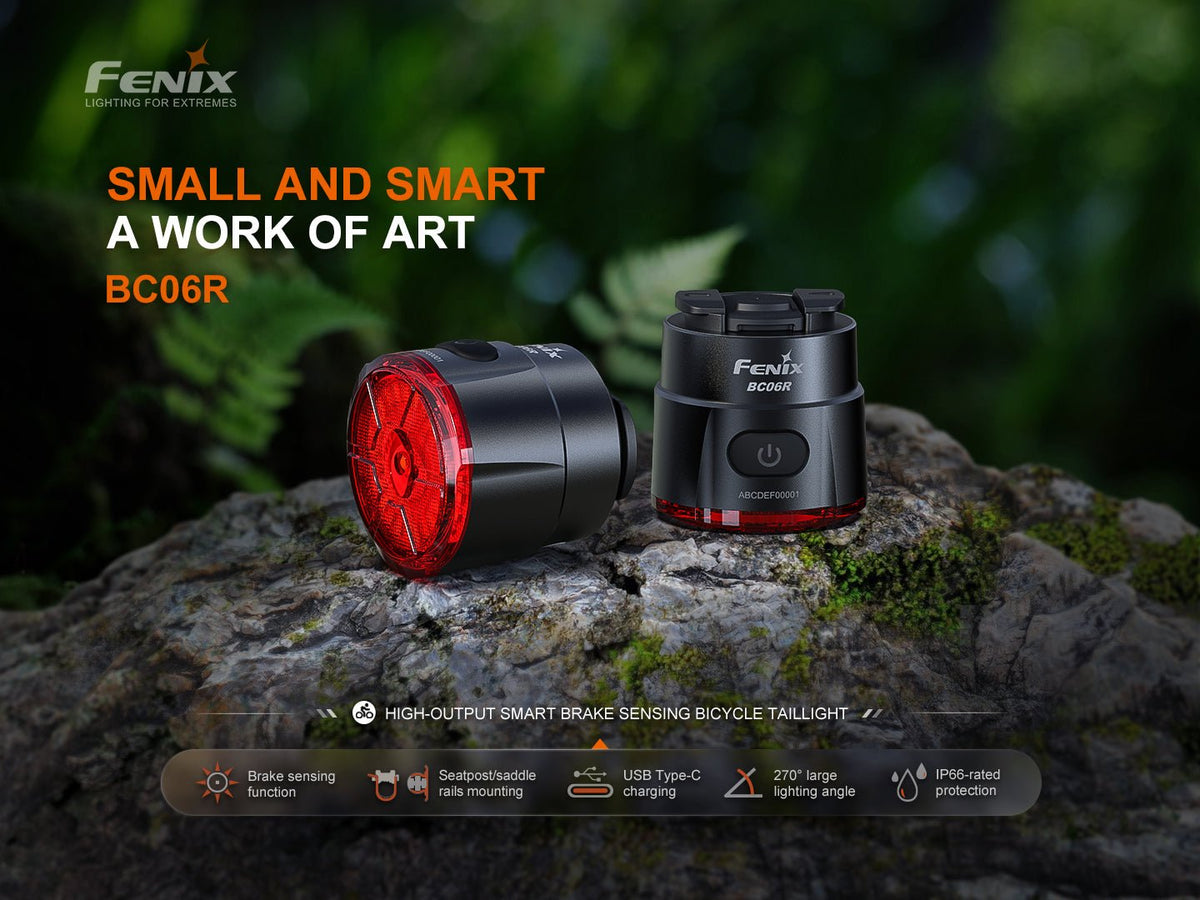 Feu arrière intelligent avec freinage Fenix BC06R – visibilité à 270°, IP66